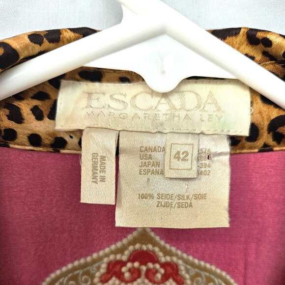 Escada Taj Mahal charmeuse silk blouse Mughal jewels print rare vintage size 42 - Picture 6 of 16